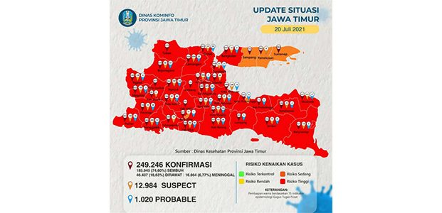 Lonjakan Covid-19, 33 Daerah di Jatim Jadi Zona Merah! Lonjakan Covid-19, 33 Daerah di Jatim Jadi Zona Merah!