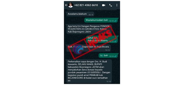 Beredar Nomor Telepon Palsu Wabup Bojonegoro Modus Minta Sumbangan Beredar Nomor Telepon Palsu Wabup Bojonegoro Modus Minta Sumbangan