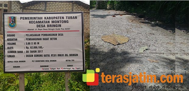 Belum Setahun, Proyek Jalan Desa di Bringin Montong Tuban Rusak Belum Setahun, Proyek Jalan Desa di Bringin Montong Tuban Rusak