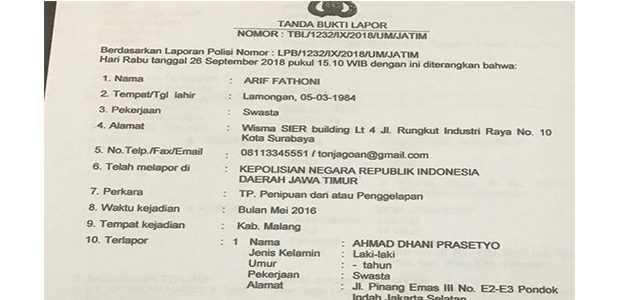 Berawal dari Utang Piutang, Artis Ahmad Dhani Dilaporkan ke Polda Jatim Berawal dari Utang Piutang, Artis Ahmad Dhani Dilaporkan ke Polda Jatim