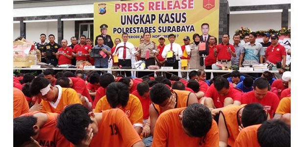 Hanya Dalam Sebulan, Polrestabes Surabaya Kandangkan 137 Bandit Jalanan