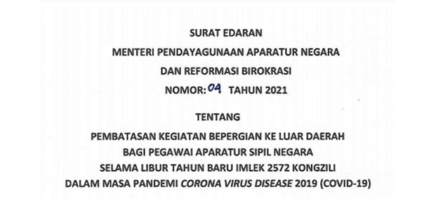 Libur Imlek, ASN Dilarang Bepergian ke Luar Daerah Libur Imlek, ASN Dilarang Bepergian ke Luar Daerah