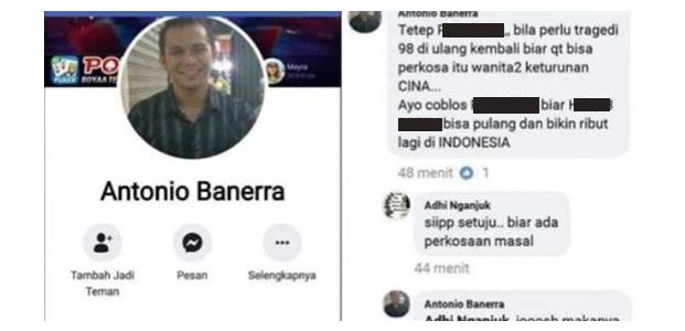 Komentari Unggahan Facebook Antonio Banerra, Pria Asal Nganjuk Diciduk Polisi Komentari Unggahan Facebook Antonio Banerra, Pria Asal Nganjuk Diciduk Polisi