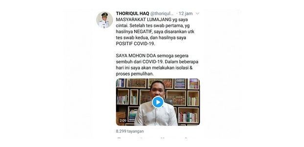 Bupati Lumajang Thoriqul Haq Positif Covid-19 Bupati Lumajang Thoriqul Haq Positif Covid-19