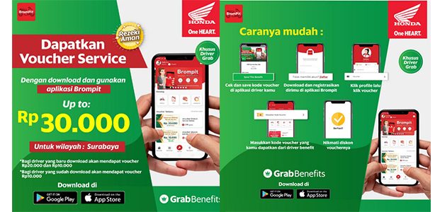 MPM Honda Jatim Sediakan 1000 Voucher Service Bagi Mitra Grab Pengguna Motor Honda MPM Honda Jatim Sediakan 1000 Voucher Service Bagi Mitra Grab Pengguna Motor Honda