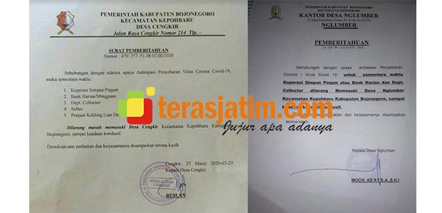 Marak Corona, Sejumlah Kades di Bojonegoro Larang Debt Collector Masuk Desanya Marak Corona, Sejumlah Kades di Bojonegoro Larang Debt Collector Masuk Desanya