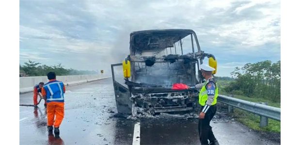 Bus Sarat Penumpang Terbakar di Tol Pandaan-Malang, Ini Kondisinya