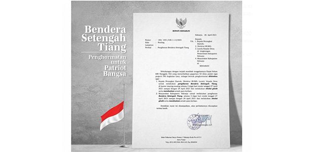 Musibah KRI Nanggala-402, Bupati Muhdlor Instruksikan Pasang Bendera Setengah Tiang di Seluruh Sidoarjo Musibah KRI Nanggala-402, Bupati Muhdlor Instruksikan Pasang Bendera Setengah Tiang di Seluruh Sidoarjo