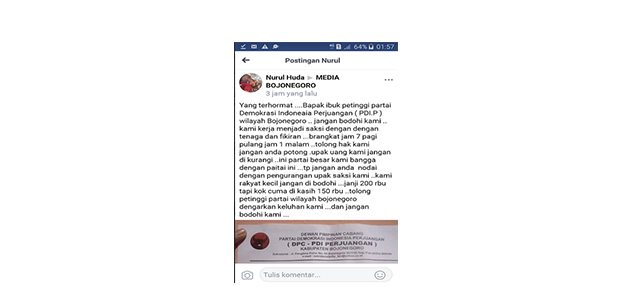 Tak Dibayar Penuh, Saksi Pemilu ini Posting Status di Grup FB Media Bojonegoro Tak Dibayar Penuh, Saksi Pemilu ini Posting Status di Grup FB Media Bojonegoro