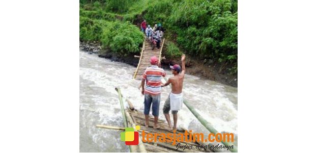 Tergerus Air, Jembatan Bambu di Situbondo Putus Saat Diseberangi Warga Tergerus Air, Jembatan Bambu di Situbondo Putus Saat Diseberangi Warga