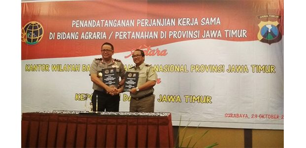 Polda Jatim dan BPN Kembali Teken Kerjasama Atasi Mafia Tanah Polda Jatim dan BPN Kembali Teken Kerjasama Atasi Mafia Tanah